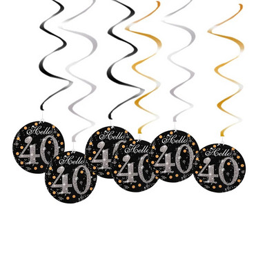 6 bucăți 60 de ani decorațiuni pentru ziua de naștere La mulți ani, 30, 40, 50, 60, 70 de ani, ornamente suspendate în spirală, decorațiuni pentru petrecerea de aniversare