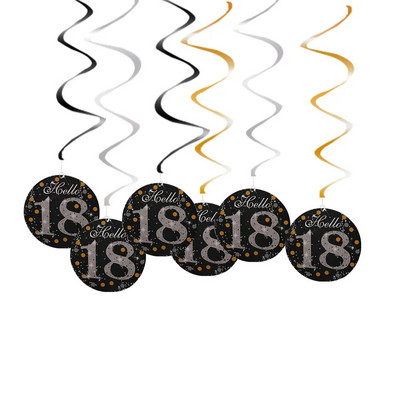 6 bucăți 60 de ani decorațiuni pentru ziua de naștere La mulți ani, 30, 40, 50, 60, 70 de ani, ornamente suspendate în spirală, decorațiuni pentru petrecerea de aniversare