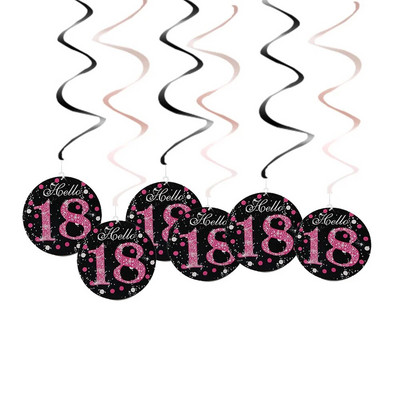 6 bucăți 60 de ani decorațiuni pentru ziua de naștere La mulți ani, 30, 40, 50, 60, 70 de ani, ornamente suspendate în spirală, decorațiuni pentru petrecerea de aniversare