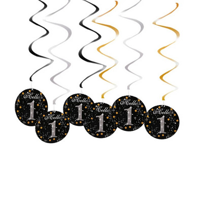 6 bucăți 60 de ani decorațiuni pentru ziua de naștere La mulți ani, 30, 40, 50, 60, 70 de ani, ornamente suspendate în spirală, decorațiuni pentru petrecerea de aniversare