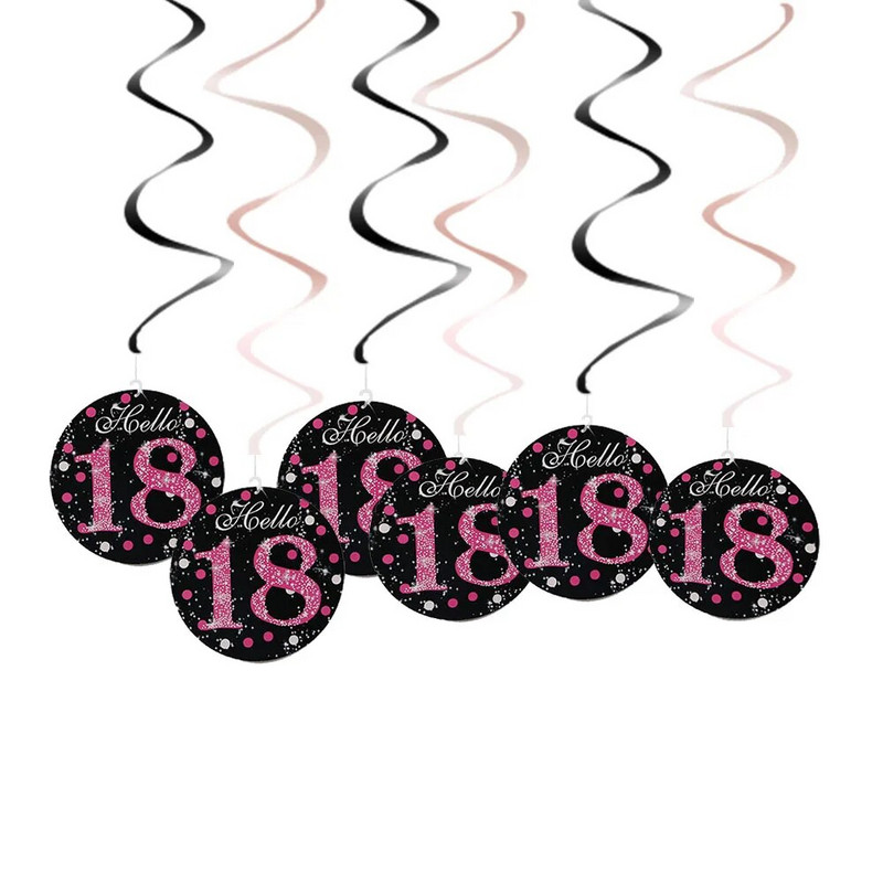 6 bucăți 60 de ani decorațiuni pentru ziua de naștere La mulți ani, 30, 40, 50, 60, 70 de ani, ornamente suspendate în spirală, decorațiuni pentru petrecerea de aniversare