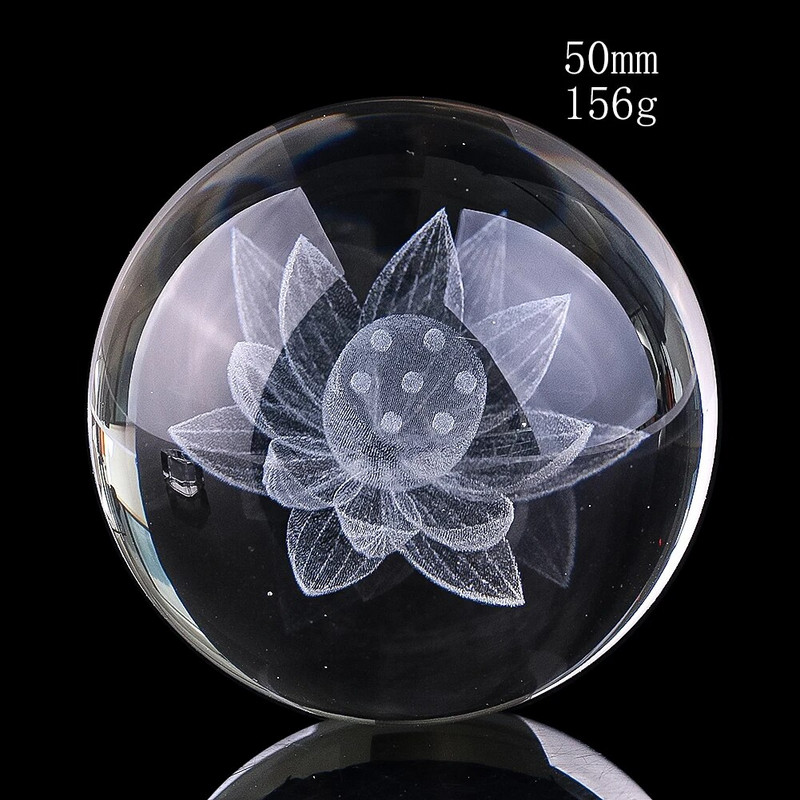 3D Laser Lootose Lillega Kristallkuuli kujuke Feng Shui Jooga Meditatsioon Klaaskuul Maakera Kera Paberkaalud Kodukaunistus Kunst käsitöö