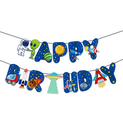 Universum Kaheksa planeeti Garlandid Öine Tähistaeva teema Bänner Kosmos Galaktika Palju õnne sünnipäevaks Peokaunistus Lapsed Poisid Tee ise rippuv lipp