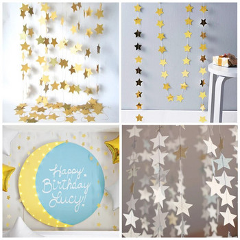 4M Paper Glitter Gold Blue Moon Star String Γιρλάντα Κρεμαστό πανό Διακοσμητικά πάρτι τοίχου για διακόσμηση γάμου Eid Mubarak DIY