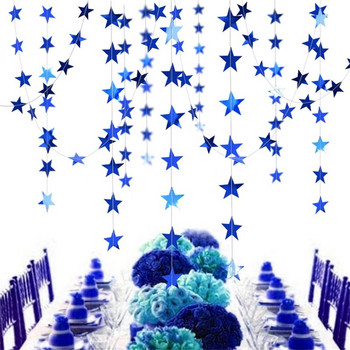 4M хартиен блясък Злато Синя Луна Звезда Струна Гирлянда Висящ банер Стена Декорации за парти за Eid Mubarak Wedding Направи си сам декорация