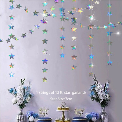 13 jalga kuldne Twinkle Little Star Party Garlands Glitter Rippuvad Kuu tähed Kaunistused Lapsed Sünnipäev Baby Shower Ramadan EID Party