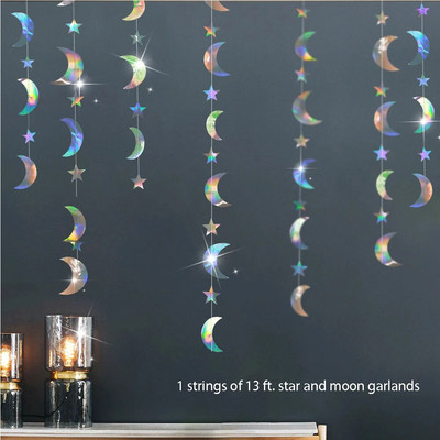 13 jalga kuldne Twinkle Little Star Party Garlands Glitter Rippuvad Kuu tähed Kaunistused Lapsed Sünnipäev Baby Shower Ramadan EID Party