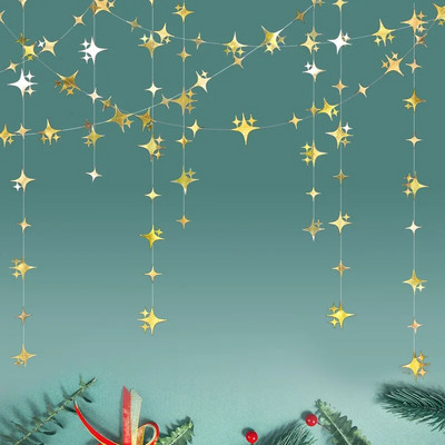 Laserpeegel, ümmargune täht, kuu kolmnurk, paberist vanikud, bänner jõuludeks pulmadeks Palju õnne sünnipäevaks festivalipeo rippkaunistus