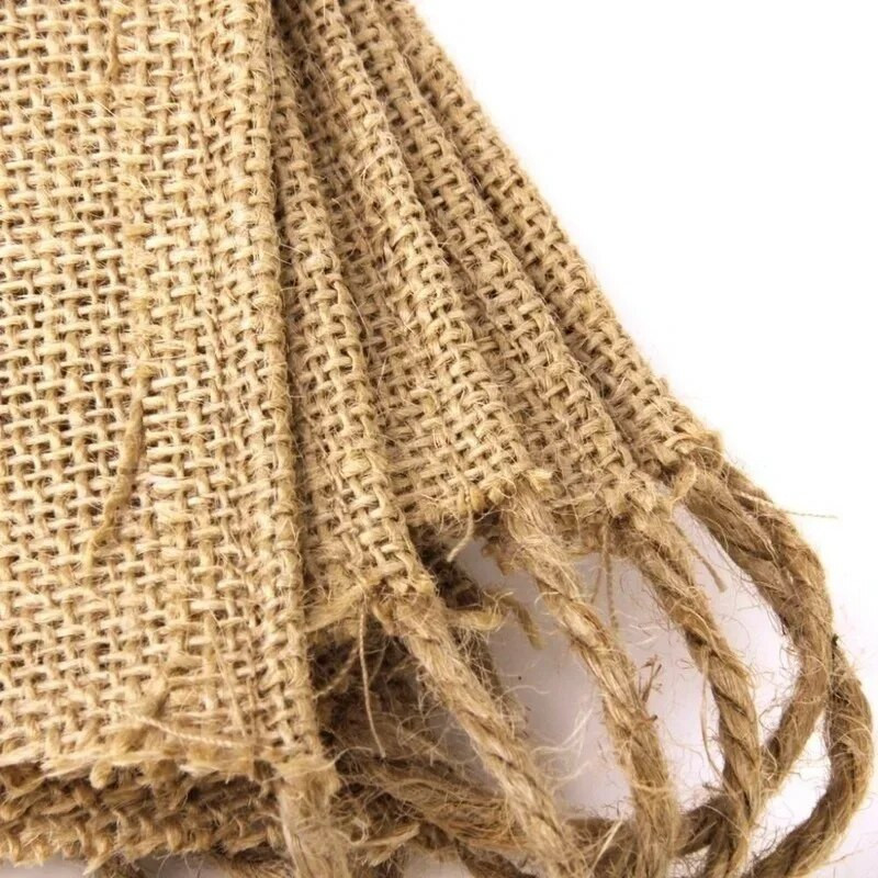 4,3M 15 zászló Vintage Jute Hessian Zsákvászon sármány Banner Esküvői buli fotózás kellékek ünnepi parti dekoráció