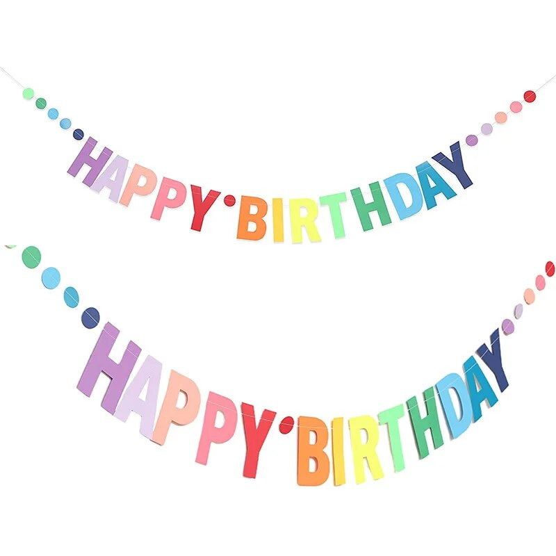 Vikerkaarevärviline bänner, paberist vanik, laste 1. sünnipäevapidu Rippuv lipukaunistus Ükssarvikuteemalised peotarbed