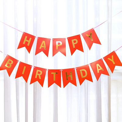 1 set sretan rođendan zlatne zastave za utiskivanje kartona 18 * 13 cm ukrasi za zabavu DIY potrepštine povlačenje rođendanske zastave