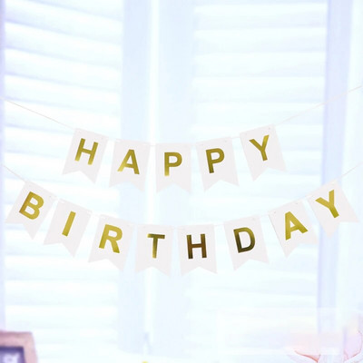 1 set sretan rođendan zlatne zastave za utiskivanje kartona 18 * 13 cm ukrasi za zabavu DIY potrepštine povlačenje rođendanske zastave