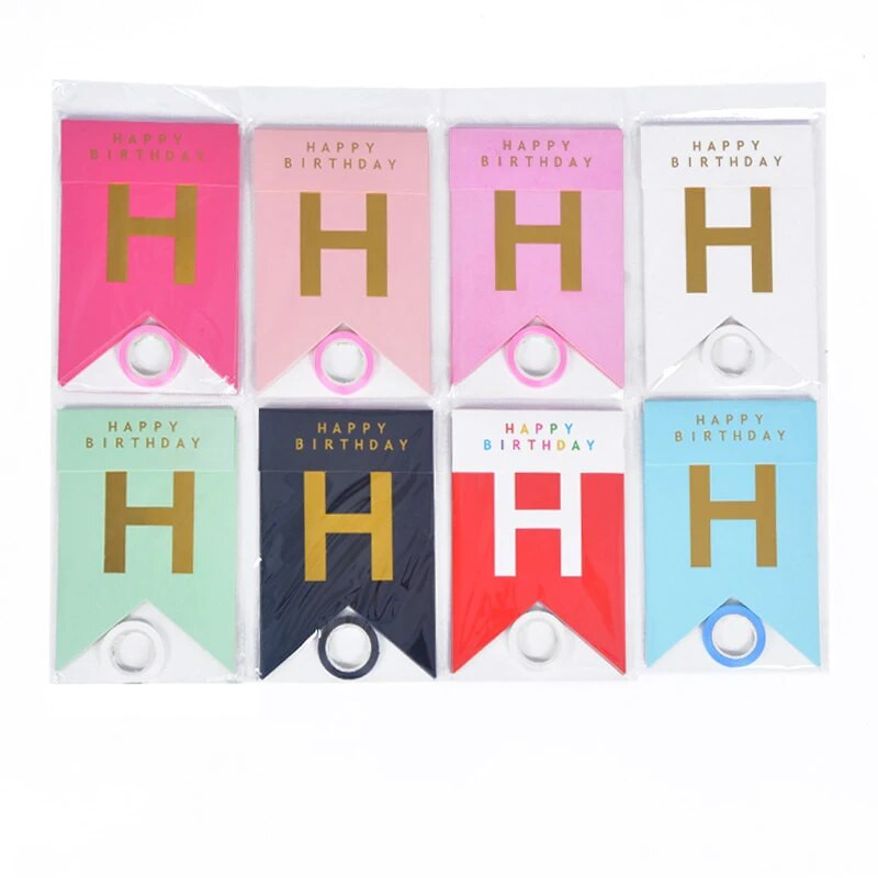 1 set sretan rođendan zlatne zastave za utiskivanje kartona 18 * 13 cm ukrasi za zabavu DIY potrepštine povlačenje rođendanske zastave