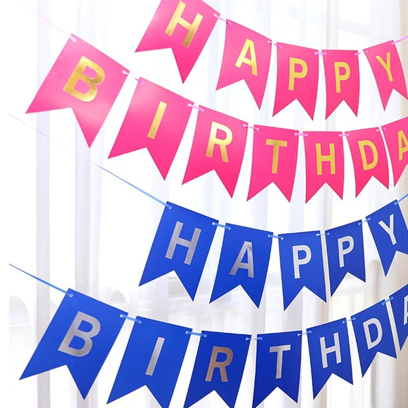 1 set sretan rođendan zlatne zastave za utiskivanje kartona 18 * 13 cm ukrasi za zabavu DIY potrepštine povlačenje rođendanske zastave