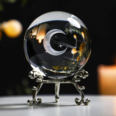 3D Earth Laser Engraved Crystal Ball Many Designs Animal Dragon Cat Galaxy Globe Glass Sphere Astronomy Gift Home Decoration