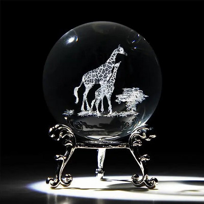 3D Zemlja Laserski gravirana kristalna kugla Mnogo dizajna Životinja Zmaj Mačka Galaksija Globus Staklena kugla Astronomija Poklon Dekoracija doma