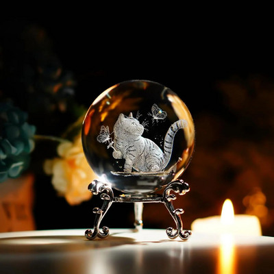 3D Zemlja Laserski gravirana kristalna kugla Mnogo dizajna Životinja Zmaj Mačka Galaksija Globus Staklena kugla Astronomija Poklon Dekoracija doma