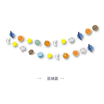 „Spaceman“ teminė reklamjuostė Aerokosmoso astronautų girlianda kosmoso raketos planetos reklamjuostė Su 1-uoju gimtadieniu Vakarėlio dekoravimas Vaikų berniukų palankumas