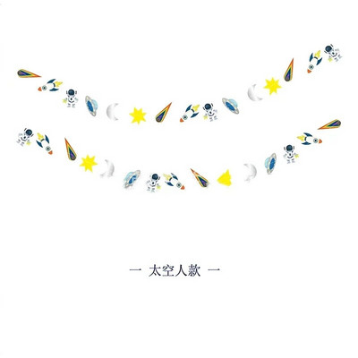 „Spaceman“ teminė reklamjuostė Aerokosmoso astronautų girlianda kosmoso raketos planetos reklamjuostė Su 1-uoju gimtadieniu Vakarėlio dekoravimas Vaikų berniukų palankumas