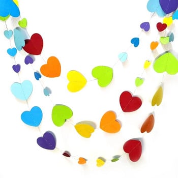 Πολύχρωμες χάρτινες γιρλάντες αγάπης καρδιών 10 ποδιών Διακοσμήσεις πάρτι γενεθλίων για το πάρτι για ουράνιο τόξο Κρεμαστές καρδιές Πολύχρωμα πανό