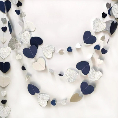 Ghirlande de inimă de dragoste din hârtie colorată de 10 metri Decorații de petrecere pentru ziua de naștere pentru curcubeu, agățat inimioare, bannere multicolore