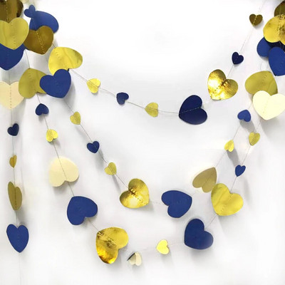 Ghirlande de inimă de dragoste din hârtie colorată de 10 metri Decorații de petrecere pentru ziua de naștere pentru curcubeu, agățat inimioare, bannere multicolore