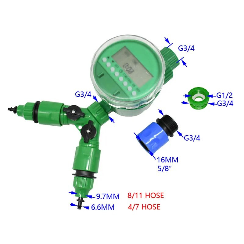 1/4" aiavoolik 2-suunaline kraan, automaatne niisutuskontroller Y veekraan 3/8" pistik kastmissüsteemi veetaimer 1tk