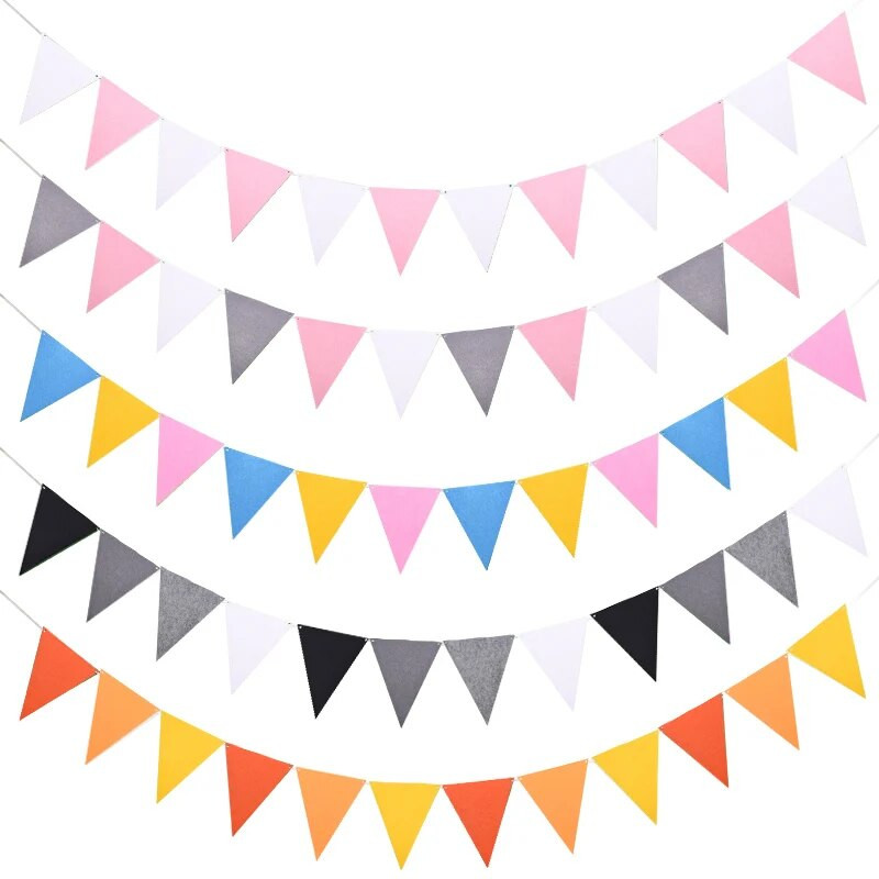 12 zászló függő transzparens filcszövet füzér falra akasztó sármány zászló zászló babaváráshoz esküvői születésnapi parti dekoráció