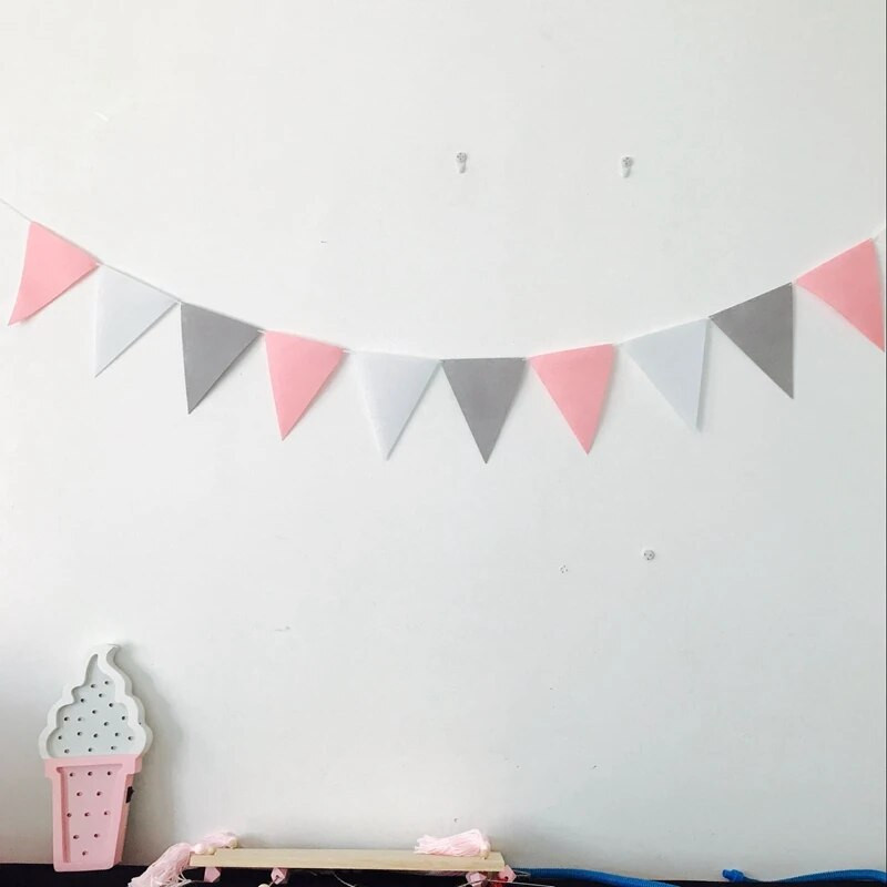 12tk/komplekt 13*17cm lipud nöörid vildist bänner vanikud Sünnipäevapunn Baby Shower Pulmapeokaunistused