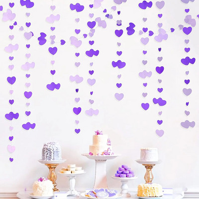 Ghirlande cu inimă roșie pentru dușul de mireasă, ghirlande cu două fețe din hârtie, agățate, pentru ziua mamei, nuntă, decorațiuni pentru petrecerea burlacilor