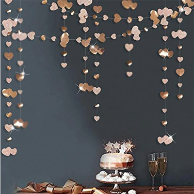 Ghirlande cu inimă roșie pentru dușul de mireasă, ghirlande cu două fețe din hârtie, agățate, pentru ziua mamei, nuntă, decorațiuni pentru petrecerea burlacilor