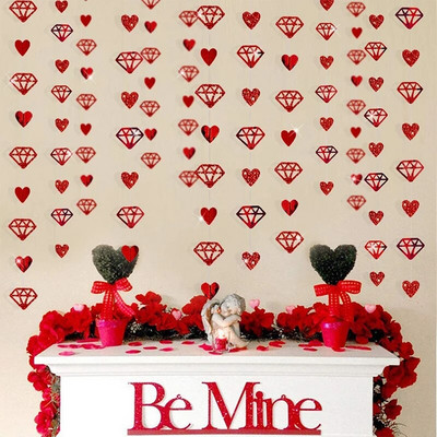 Ghirlande cu inimă roșie pentru dușul de mireasă, ghirlande cu două fețe din hârtie, agățate, pentru ziua mamei, nuntă, decorațiuni pentru petrecerea burlacilor