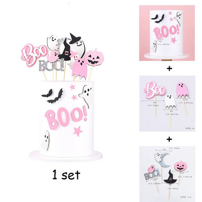 Roosa Halloweeni temaatiline peokaunistused Kolju Kõrvits Kummitus Ämblik Spiraal Riputus Rõõmsat Halloweeni bänner Koogikatte tarvikud