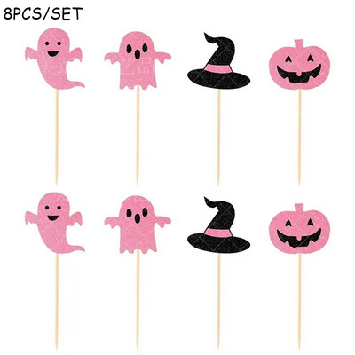 Roosa Halloweeni temaatiline peokaunistused Kolju Kõrvits Kummitus Ämblik Spiraal Riputus Rõõmsat Halloweeni bänner Koogikatte tarvikud