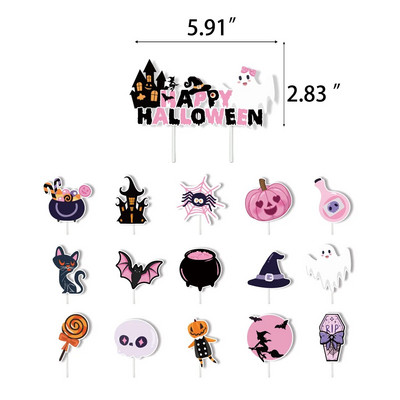 Roosa Halloweeni temaatiline peokaunistused Kolju Kõrvits Kummitus Ämblik Spiraal Riputus Rõõmsat Halloweeni bänner Koogikatte tarvikud