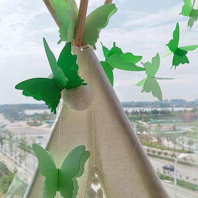 200 cm-es papír pillangó transzparens parti füzér ív Lógó esküvői dekoratív zászló babaváró születésnapi dekoráció fesztiválok díszítése