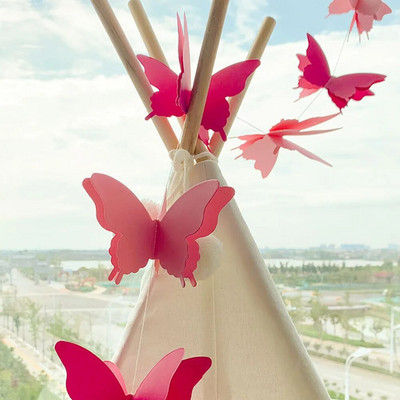 200 cm-es papír pillangó transzparens parti füzér ív Lógó esküvői dekoratív zászló babaváró születésnapi dekoráció fesztiválok díszítése