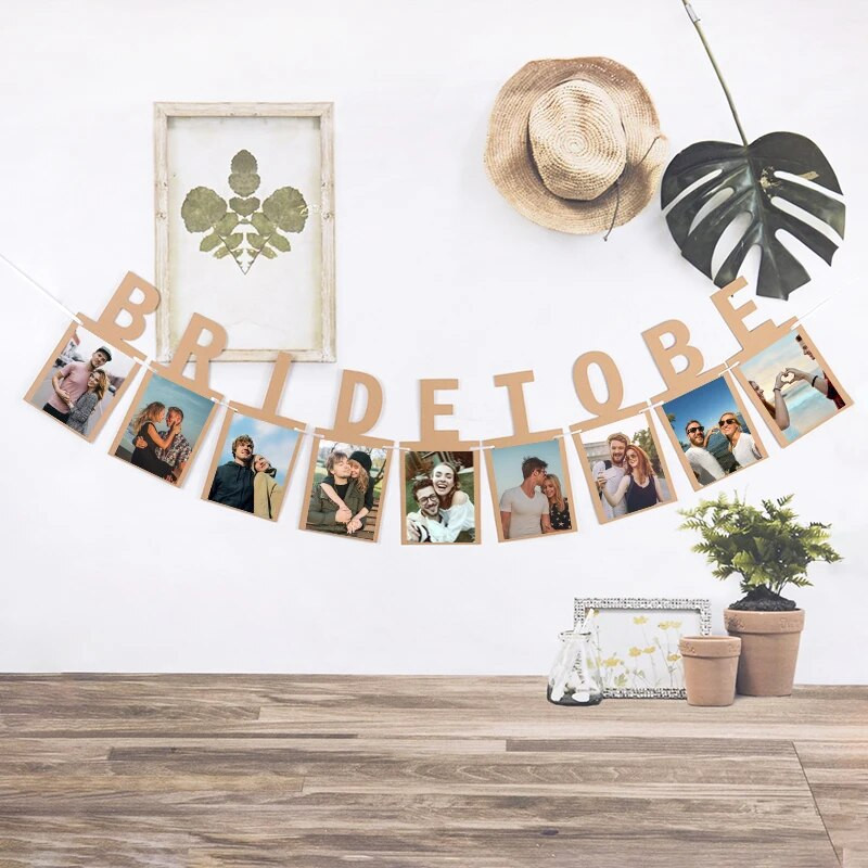 1Määrake pruudiks fotobänner Garlandi lipud poissmeeste tüdrukuteõhtu pulmadeks pruudi duši kihlumise kaunistustarbed