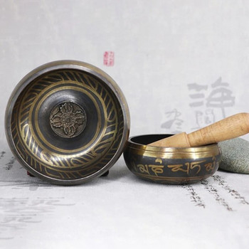 Молитвена купа Ръчно изработена месингова купа със звук на Тибетски Буда Купа за йога медитация Пеене Купа с камбанка Музикална терапия Пееща купа с тибетски Буда