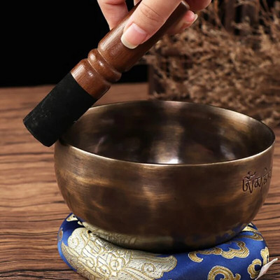 Молитвена купа Ръчно изработена месингова купа със звук на Тибетски Буда Купа за йога медитация Пеене Купа с камбанка Музикална терапия Пееща купа с тибетски Буда