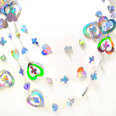 Ghirlande inimioare cu cruce iridescentă, pentru petrecere, botez, nuntă, decorațiuni pentru ziua de naștere, pentru băieți, fete, botez, baby shower, consumabile de hârtie