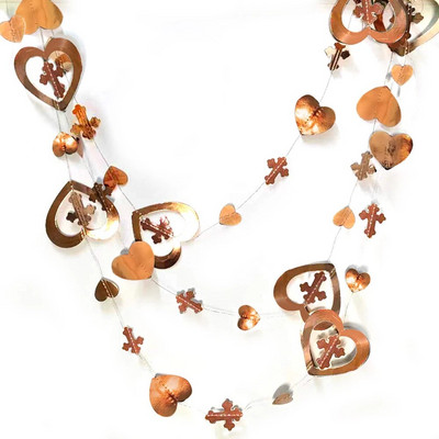 Ghirlande inimioare cu cruce iridescentă, pentru petrecere, botez, nuntă, decorațiuni pentru ziua de naștere, pentru băieți, fete, botez, baby shower, consumabile de hârtie