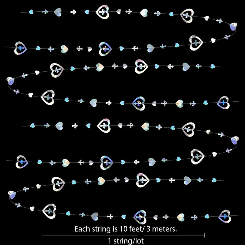 Ghirlande inimioare cu cruce iridescentă, pentru petrecere, botez, nuntă, decorațiuni pentru ziua de naștere, pentru băieți, fete, botez, baby shower, consumabile de hârtie