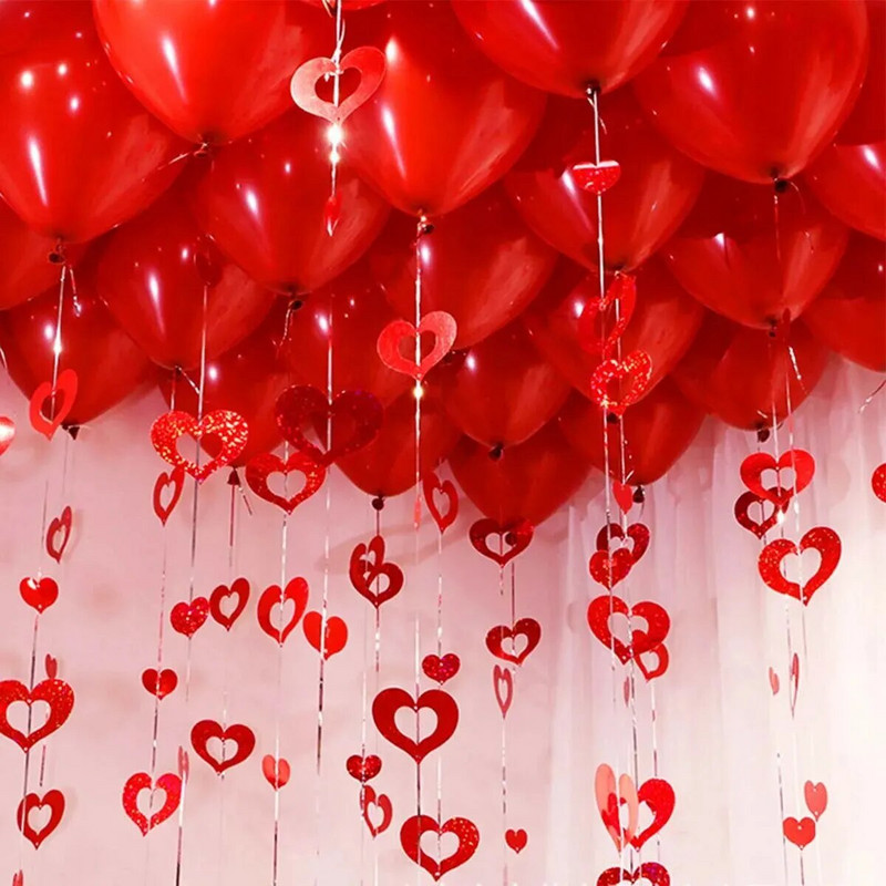 100 tk. Pulmapeo kaunistus Dekoratsioon Õhupall Vihma Siidist litriga ripats Pulmatarbed Pulmatoa kaunistus