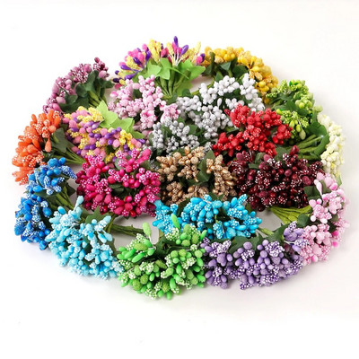 12Pcs Stamen Šećer Ručno izrađeno ručno izrađeno Umjetno cvijeće Svadbeni božićni dekor Diy Vijenac Poklon kutija Scrapbooking Lažni cvijet