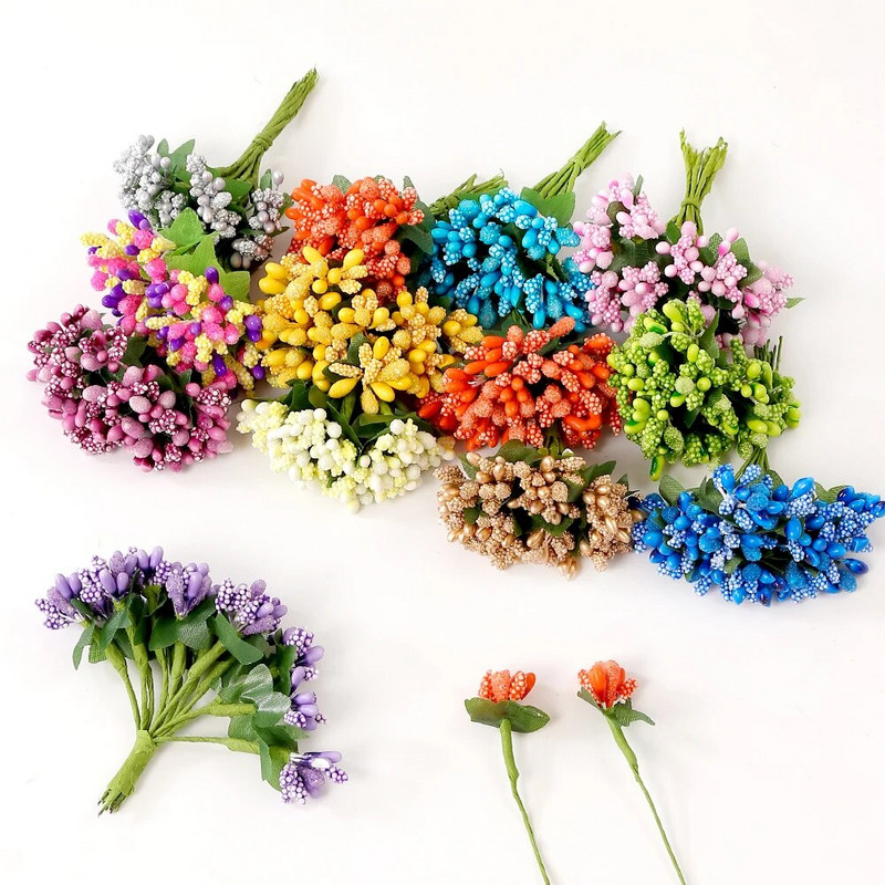 12 db porzócukor Kézzel készített kézimunka Művirágok Esküvői Karácsonyi dekoráció Barkács koszorú díszdoboz Scrapbooking hamis virág