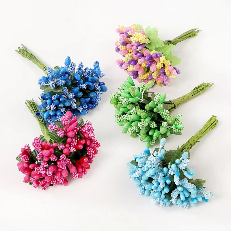 12 db porzócukor Kézzel készített kézimunka Művirágok Esküvői Karácsonyi dekoráció Barkács koszorú díszdoboz Scrapbooking hamis virág