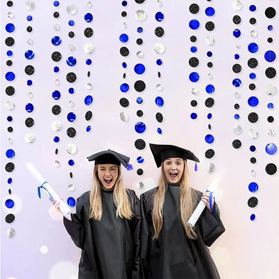 11 Ft tumesinine kuldne beež paberist ringikujulised täpid Garland rippuv paber täpiline vooder kuninglik sinine sünnipäeva beebi duši kaunistus