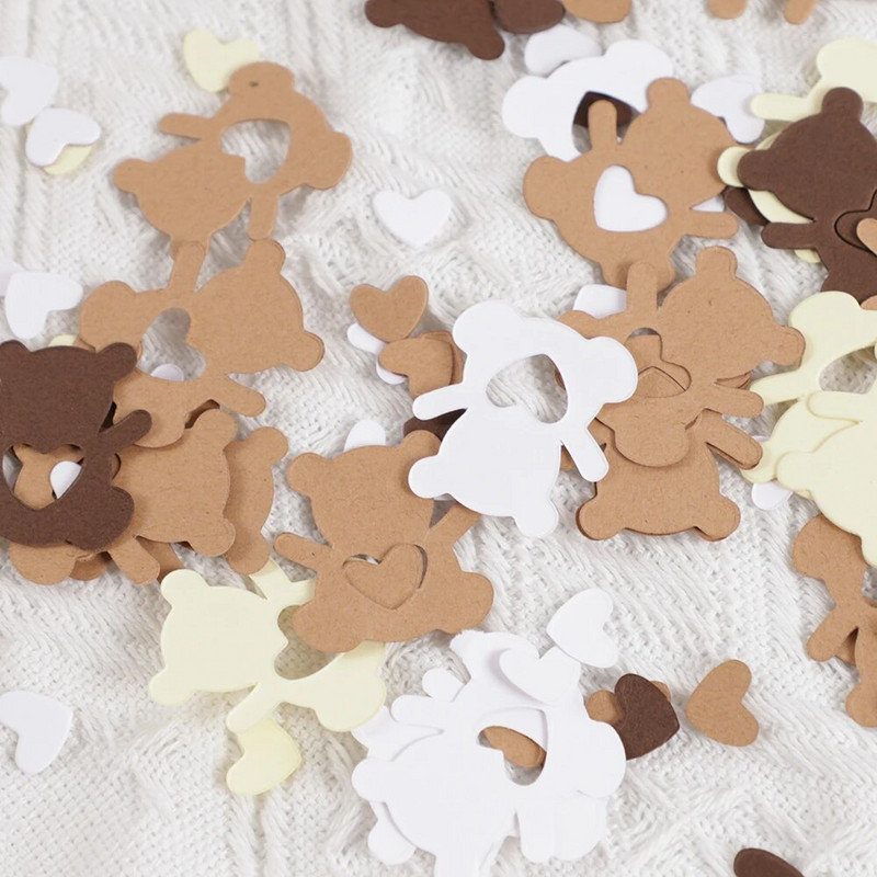 150db Kawaii Bear Heart Paper Sprinkles Konfettiasztal Szóró Kisfiú Lány Születésnapi Party Baba Shower Esküvői Party dekoráció