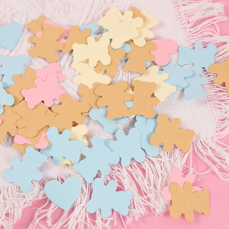 150db Kawaii Bear Heart Paper Sprinkles Konfettiasztal Szóró Kisfiú Lány Születésnapi Party Baba Shower Esküvői Party dekoráció